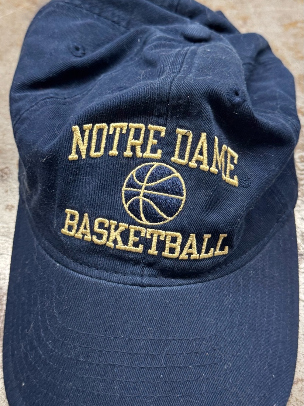 Adidas Notre Dame Basketball Navy Cap Hat with Gold Notre Dame Embroidery